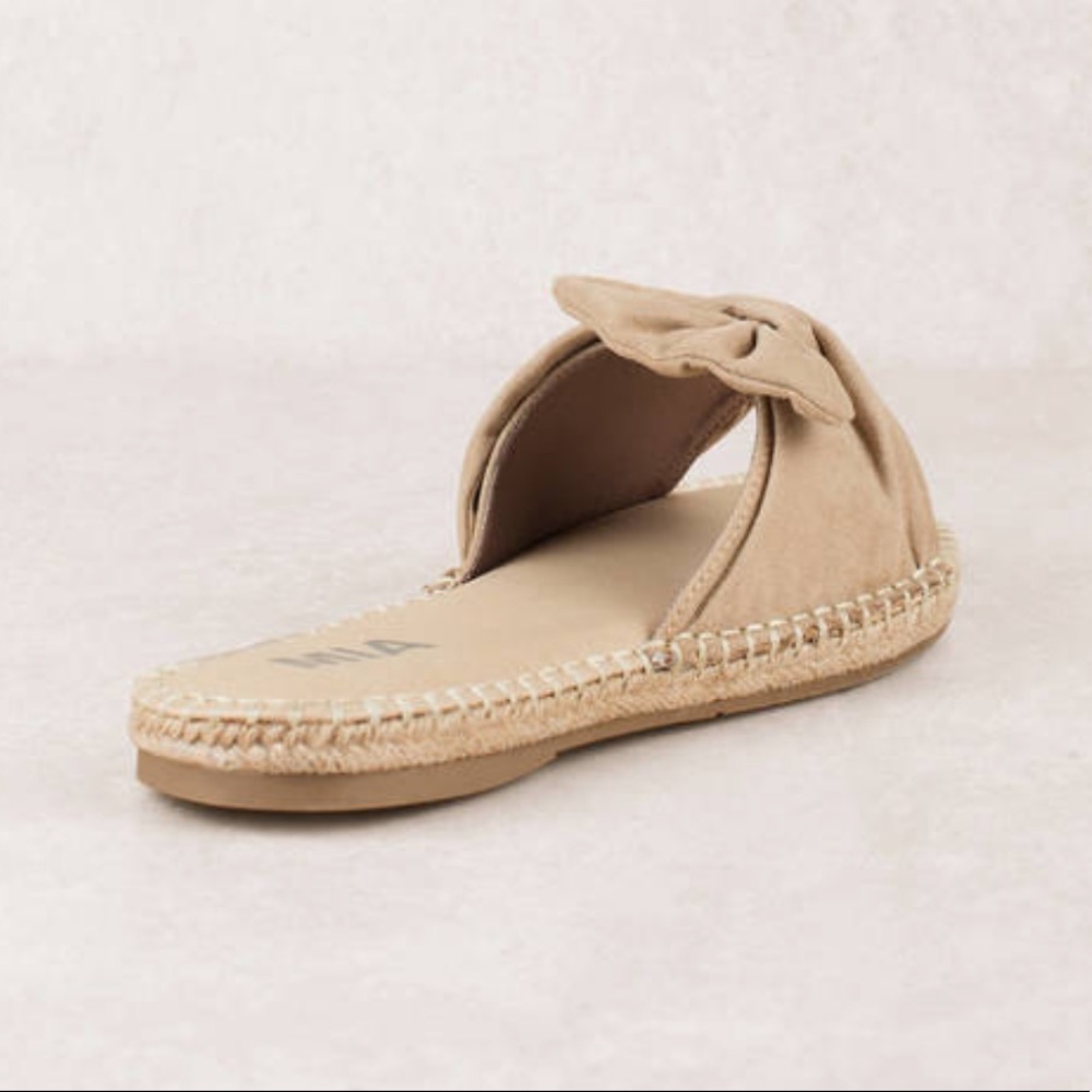 NIB Perfect Nude Bow Espadrille Slide Sandals - Picture 8 of 8